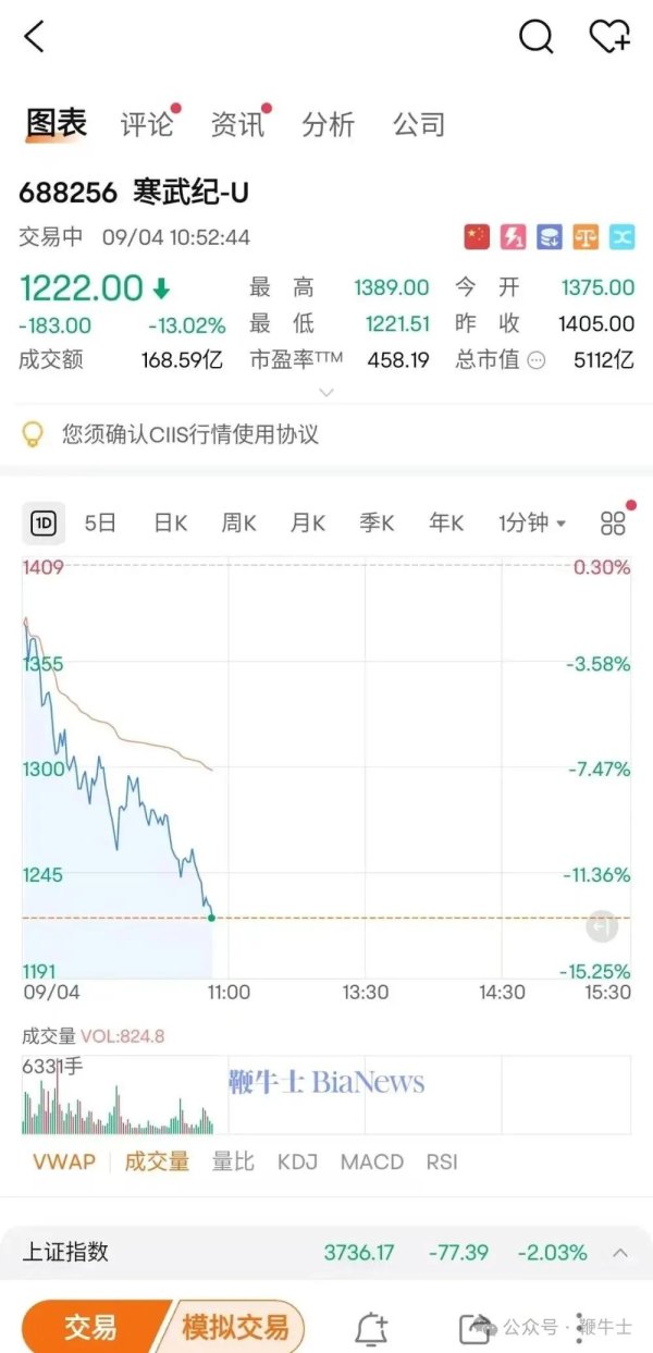 诚信优配 寒武纪跌幅扩大至13%，阿里采购大单被辟谣