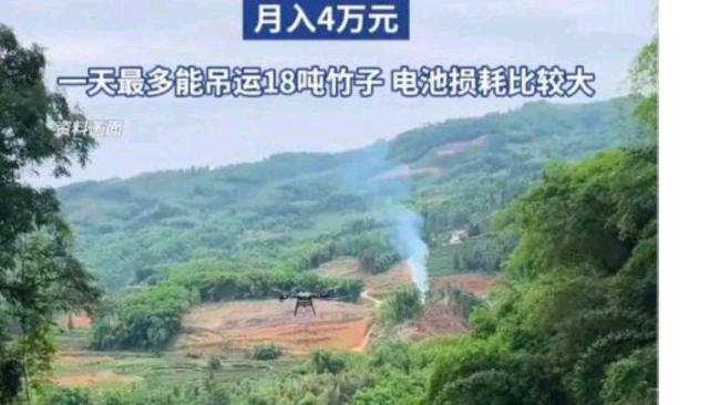 00后小伙用无人机吊运竹子月赚4万元 科技助力农林运输革新